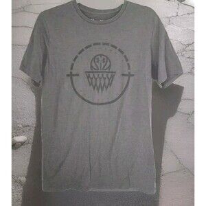 Under Armour Center Court HeatGear Mens Med M Gray Basketball Net Graphic Tshirt